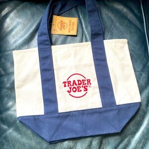 Trader Joe's Navy Blue Canvas Tote Bag NWT